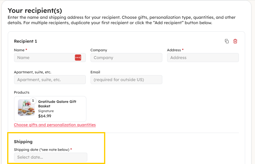 Multiple Recipients_Shipping Date