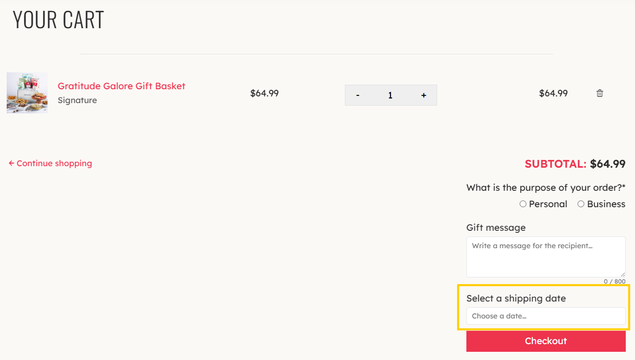 Single Receipient_Shipping Date