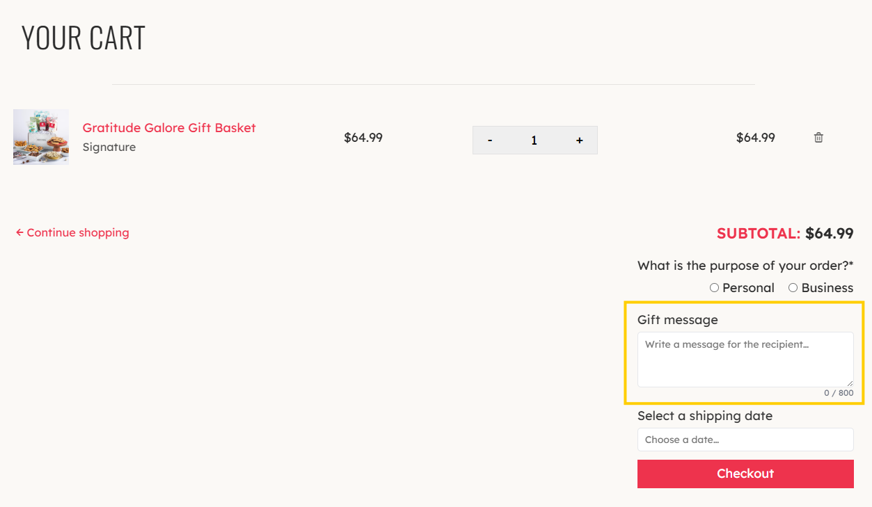 Single Recipient_Gift Message