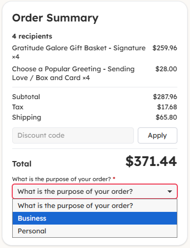 What is the purpose of your order